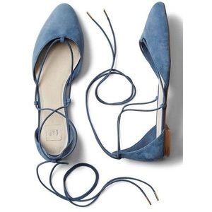 Suede lace up d’orsay flats